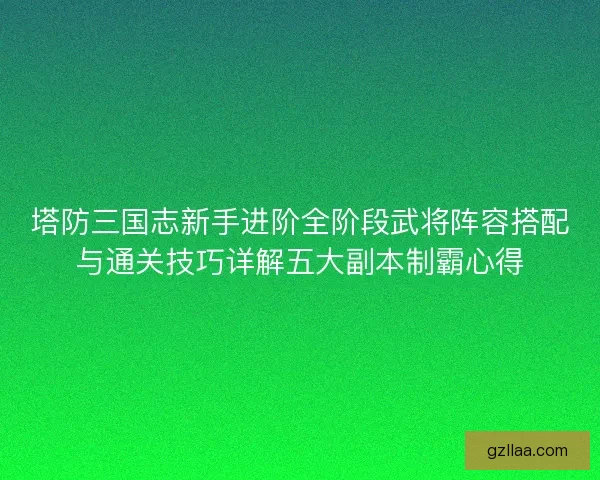 塔防三国志新手进阶全阶段武将阵容搭配与通关技巧详解五大副本制霸心得
