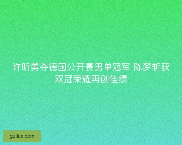 许昕勇夺德国公开赛男单冠军 陈梦斩获双冠荣耀再创佳绩