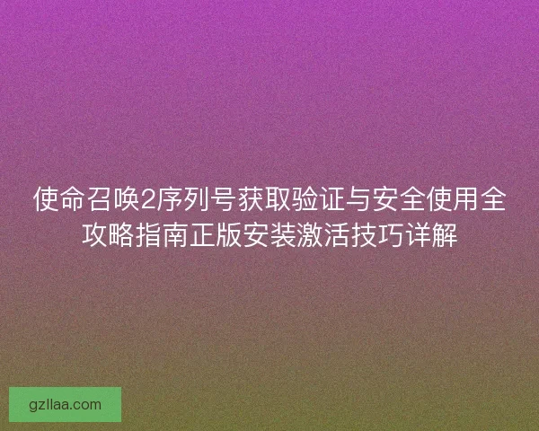 使命召唤2序列号获取验证与安全使用全攻略指南正版安装激活技巧详解