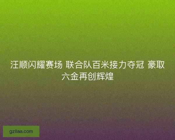 汪顺闪耀赛场 联合队百米接力夺冠 豪取六金再创辉煌